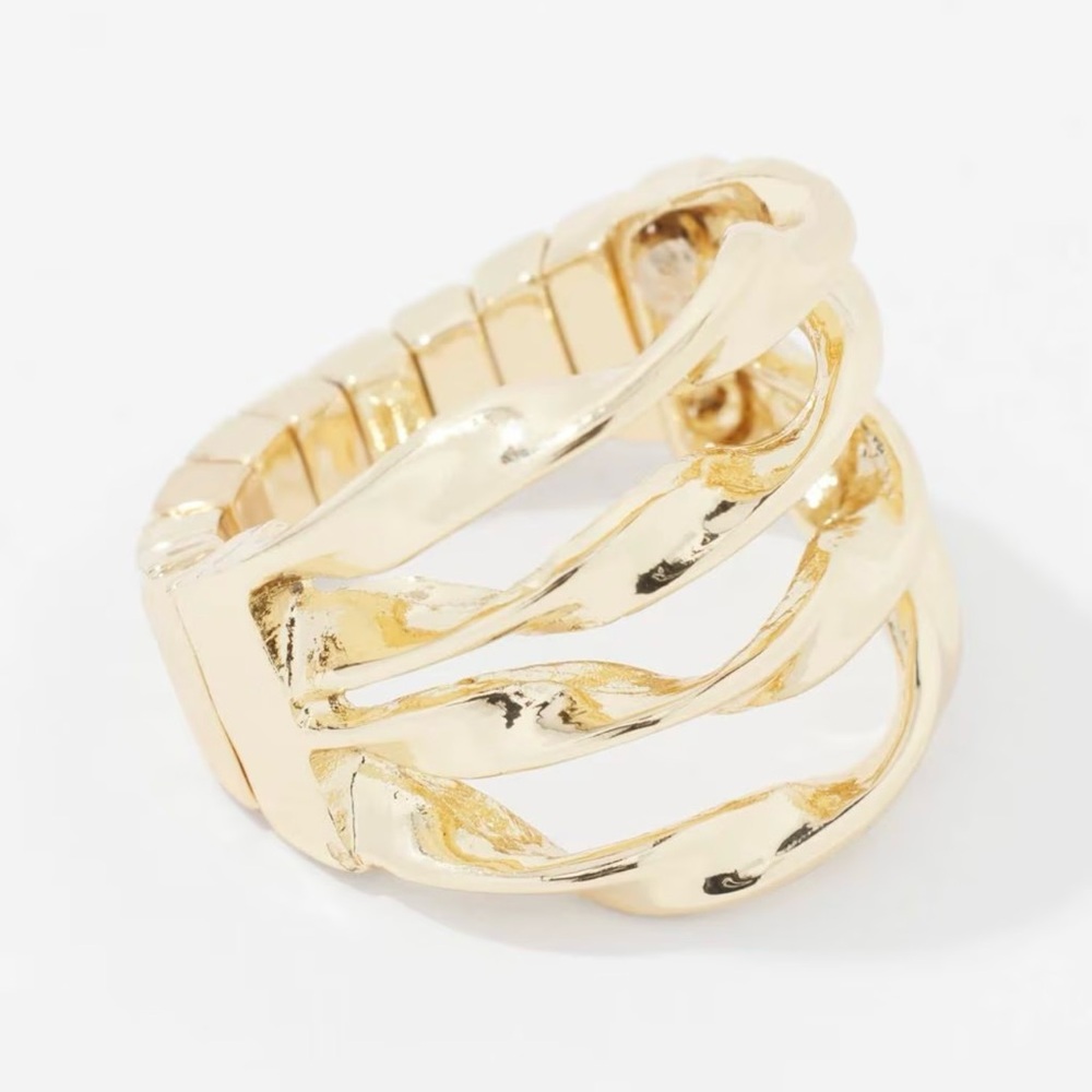 White House Black Market Gold stretch twisted Ring
